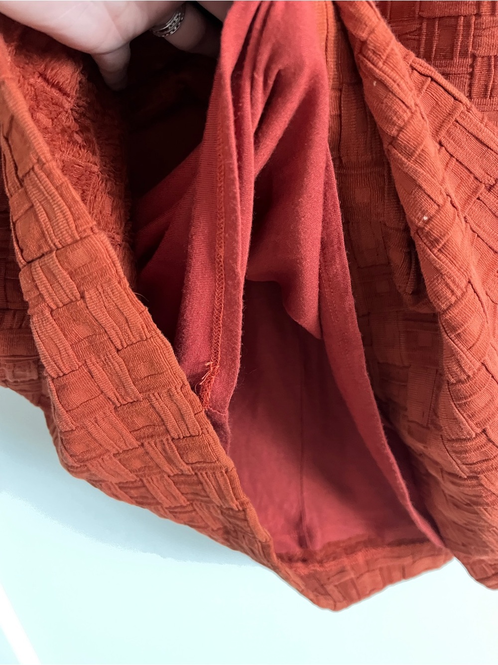 Anthropologie Tabitha Tema Basket Weave Textured Terracotta Dress Size 8 Bow - Picture 13 of 16